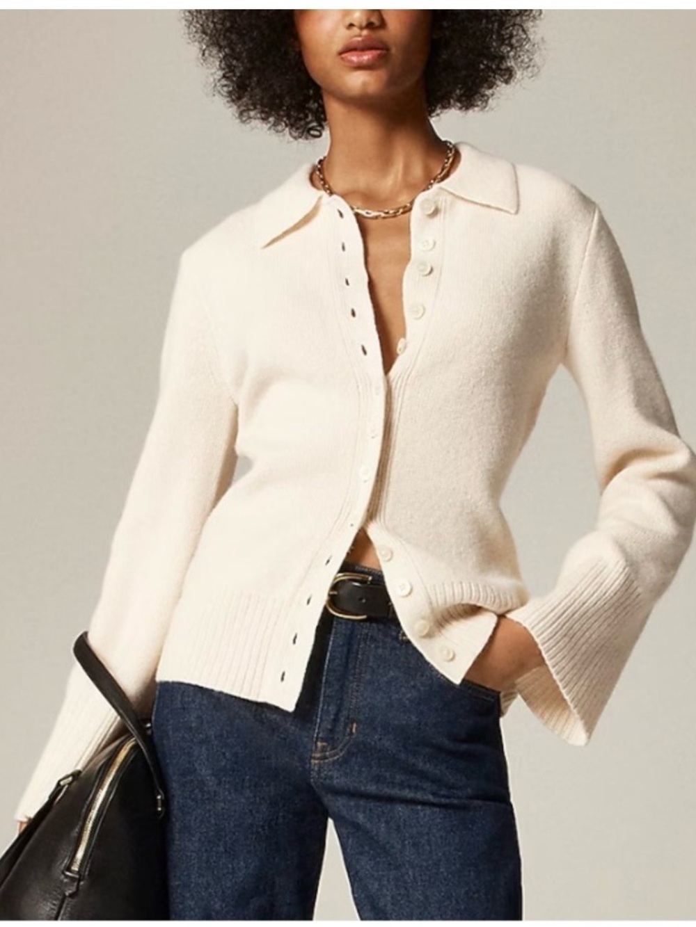 NWT J. Crew Milano Lambswool stitch cinched-waist cardigan, Large